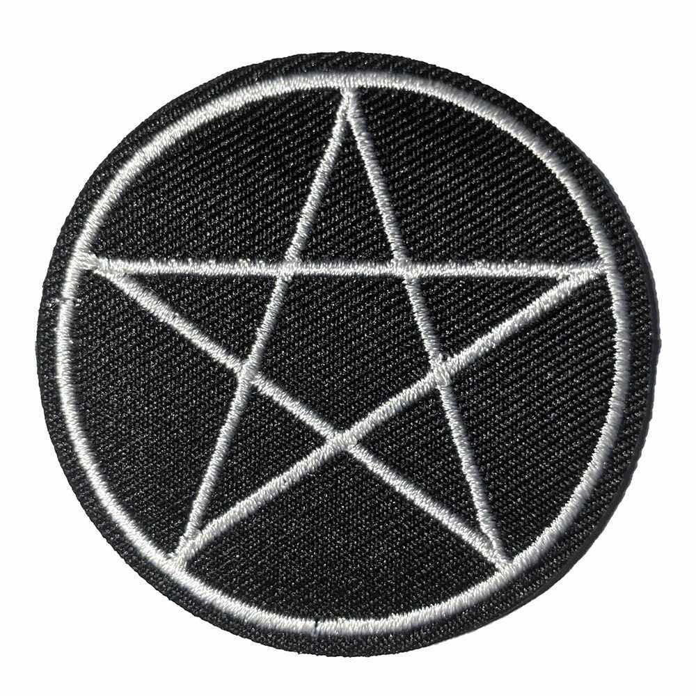 Pentagramma Patch Ricamato – Stella Ricamo, Applicazione Termoadesiva Da Stirare, Diametro 7 Cm